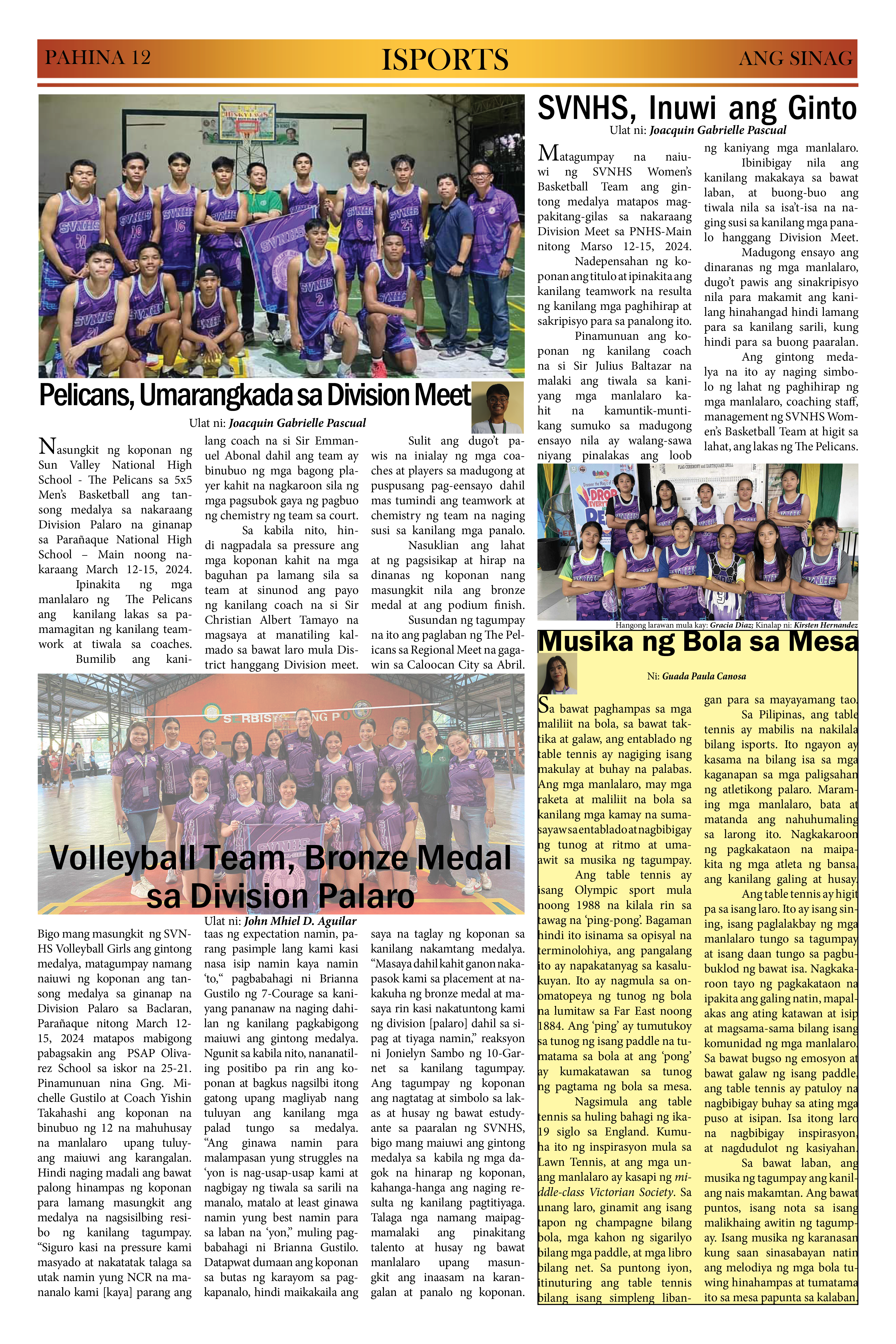 ANG SINAG PRESET NEWSPAPER (Pages format)12