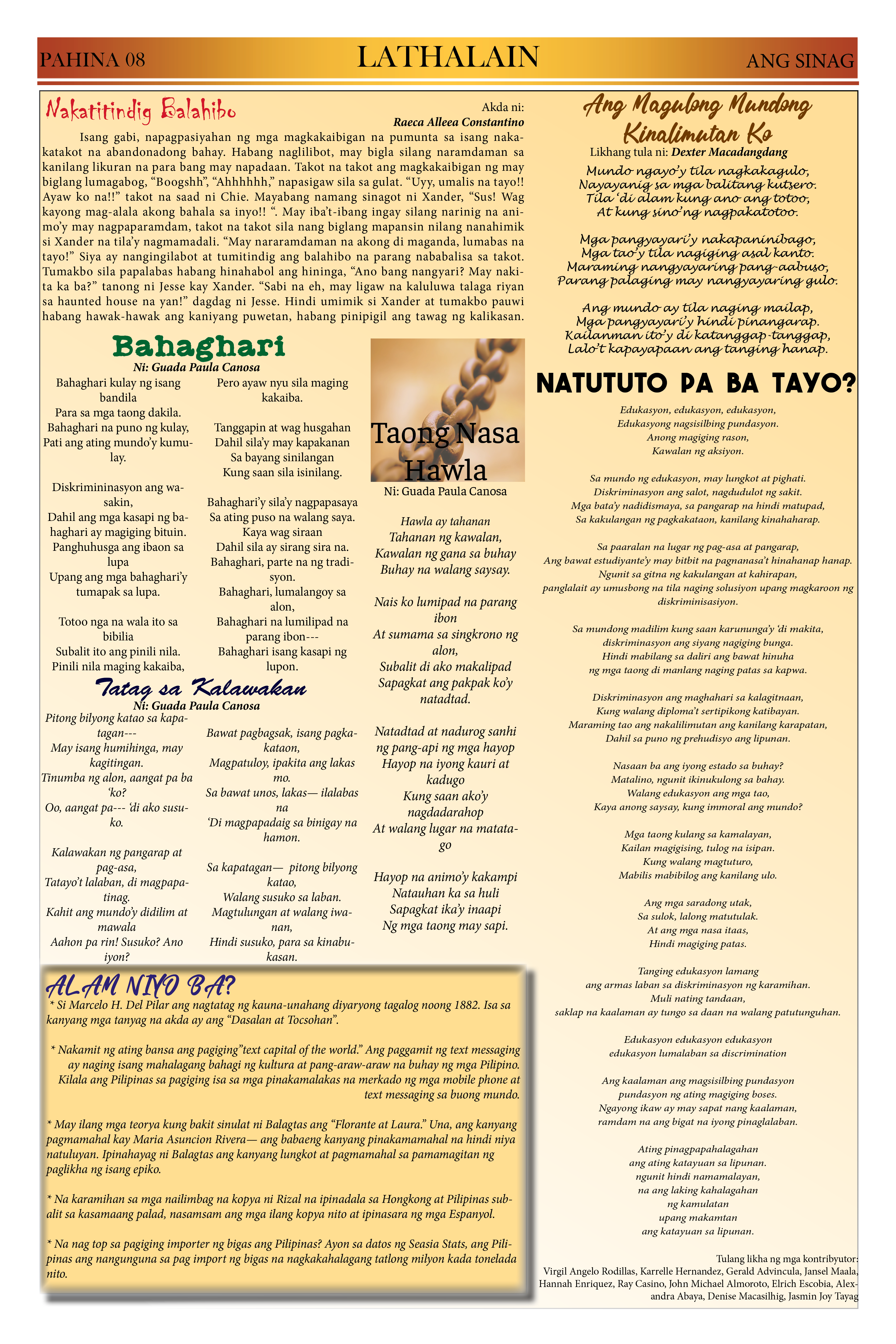 ANG SINAG PRESET NEWSPAPER (Pages format)8